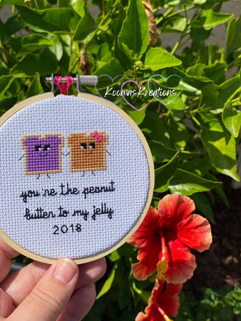 Peanut Butter and Jelly Cross Stitch Peanut Butter Jelly Etsy