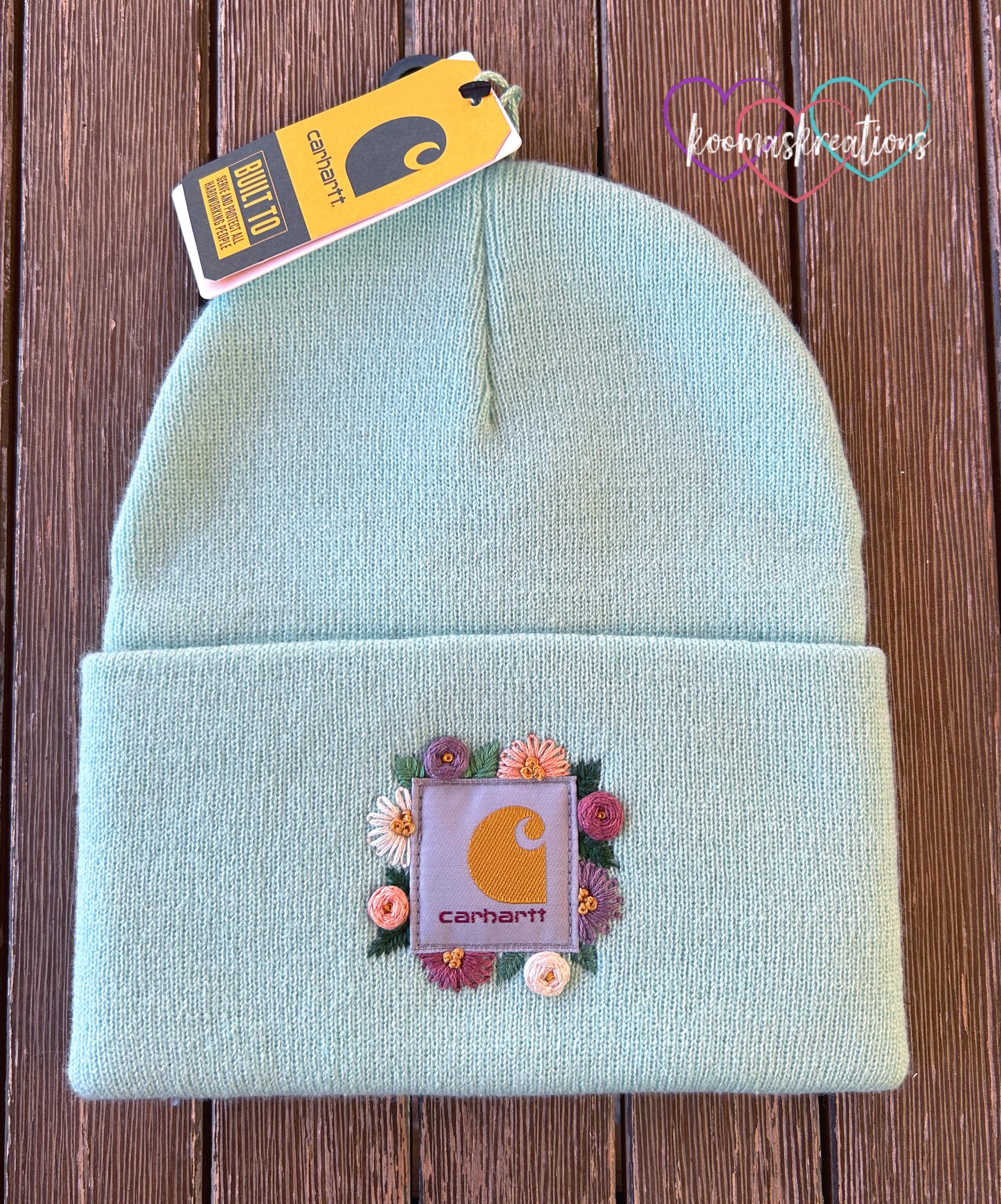 Hand Embroidered Floral Beanie, Embroidered Beanie, Name Brand