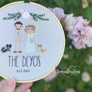 Cross Stitch Portrait, Family Cross Stitch Portrait, Custom Cross Stitch People, Custom Family Portrait