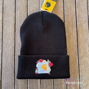 Black Embroidered Carhartt Beanie - Etsy display picture 3