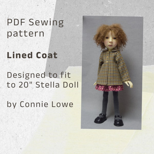PDF Sewing Pattern, Sewing Tutorial and Video to make a Lined coat for Connie Lowe Big Stella 20" Dolls