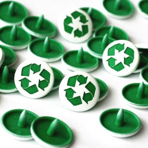 Recycling White Two-Toned Engraved Gloss KAM Snaps Size 20 - Recycle Symbol, Recycle Sign, Recycling Signs, Recycle Logo, Plastic Snaps
