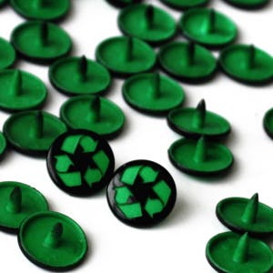 Recycling Black Two-Toned Engraved Gloss , Plastic Snap Fasteners, Recycling Button, Snaps, Sewing Buttons, Plastic Fasteners, KAM Snaps,