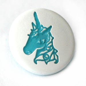 Unicorn Teal Two-Toned Engraved Gloss KAM Snaps Size 20 Plastic Snaps, Snaps for Clothing, Kam Snaps Size 20, Engraved Kam Snaps, KAM Snap image 4