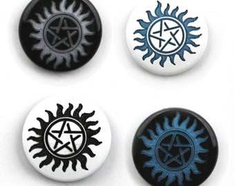 Anti-Possession Two-Toned Engraved Gloss KAM Snaps Size 20 - Anti Possession, Supernatural, Plastic Snaps, Engraved KAM Snaps