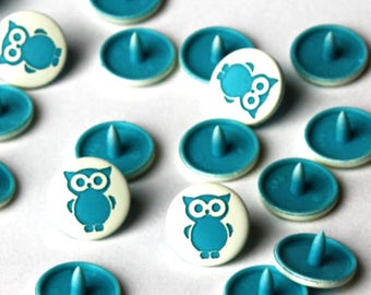 Woodland Owl Two-Toned Engraved Snaps - KAM Snaps, Snap Fastener, Snaps, Plastic Snaps, Woodland Owl, Owl Products, Cloth Diaper Supplies