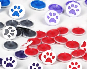 Paw White KAM Two-Toned Engraved - Plastic Snaps, Snaps, Fasteners, Buttons, Cloth Diapers, Key Fob Hardware, Crafting Hardware, Dogs, Cats