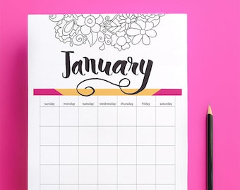 Undated monthly calendar printable| Digital Download only