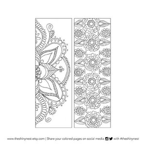 Coloring Bookmarks, Printable coloring page, Printable Bookmark, Complicated Colouring pages for adults, Instant download image 4