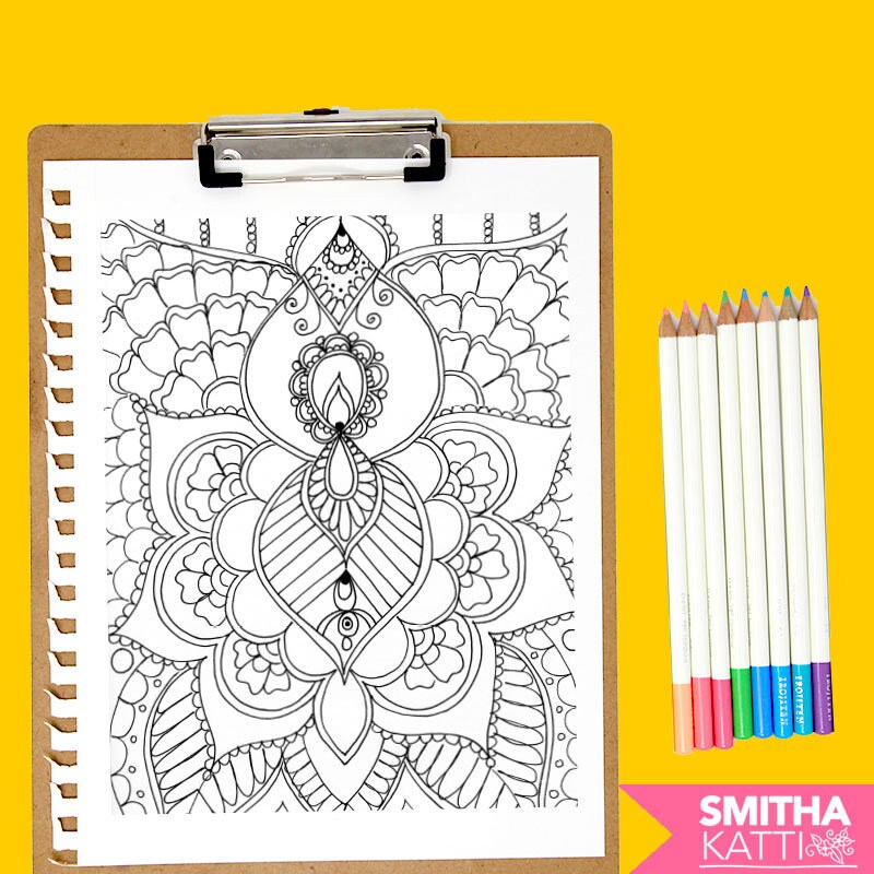 Henna Coloring Page Download | Etsy