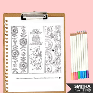 Coloring Bookmarks, Printable coloring page, Printable Bookmark, Complicated Colouring pages for adults, Instant download image 1