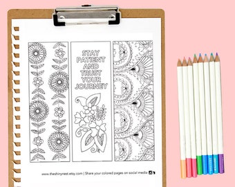 Coloring Bookmarks, Printable coloring page, Printable Bookmark, Complicated Colouring pages for adults, Instant download