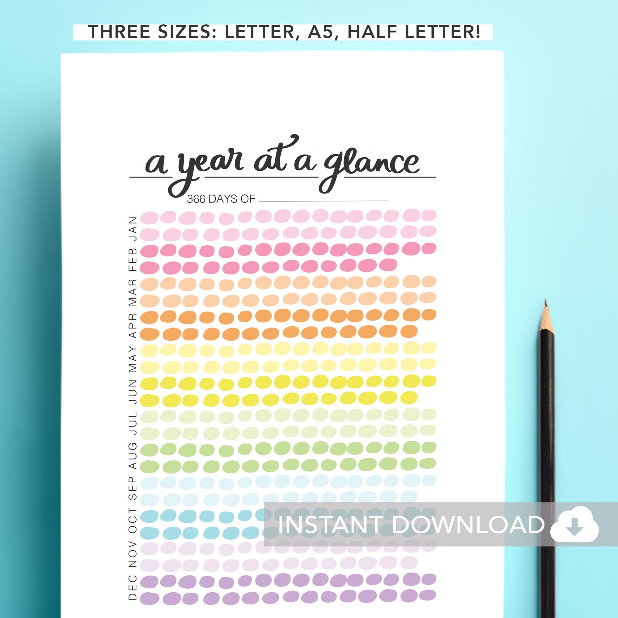 Yearly Habit Tracker Printable Instant Download Etsy