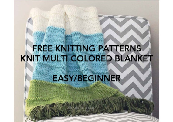 Free Knitting Patterns Diy Knitting Easy Beginner Blanket Pattern Striped Afghan Blanket Knitting