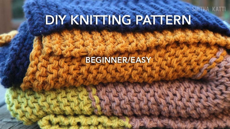 DIY KNITTING PATTERN, Easy/ Beginner, Chunky Blanket, 5 Color Knit ...