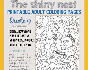 Adult Coloring Quotes, Digital Download, Grown up coloring pages, Easy coloring page, Printable Quotes, Quote 9