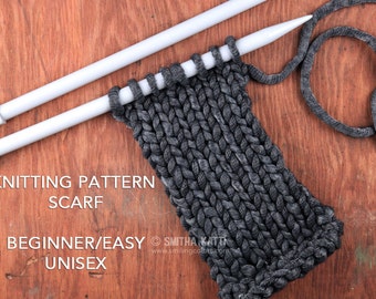 Knitting Pattern Scarf, Easy Knitting Patterns, Free knitting pattern, DIY Scarf, Knit scarf men pattern, Instant download pdf