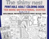Adult coloring book download, Printable Quote Coloring, Colouring Book for Adults, Contains 10 Adult Coloring pages, Quotes 11 to 20
