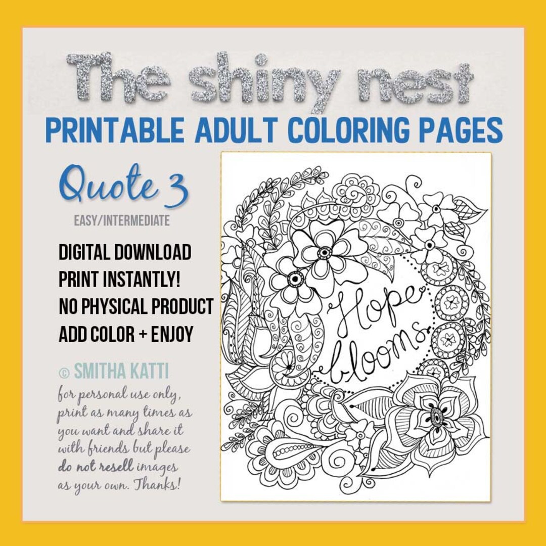 Adult Coloring Pages, Printable Quote, Coloring for Adults and Kids ...