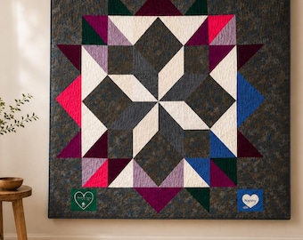 Custom Geometric Memory Quilt from Shirts, Keepsake Clothing Blanket