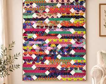 Modern Handmade Quilt, Colorful Patchwork Throw, Ready to Ship Art Quilt, Contemporary Heirloom Quilt, One of a Kind 48" x 60" throw