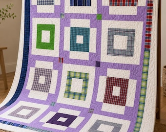 Custom Memorial Quilt from Loved One's Clothing, Personalized Keepsake Blanket, Handmade Heirloom Quilt from Shirts