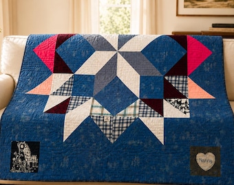 Custom Quilt from Clothing, Modern Keepsake Memory Heirloom