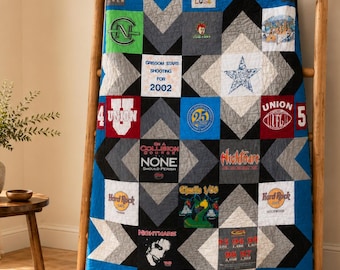 Custom T-Shirt Quilt, Signature Memory Keepsake Blanket, Personalized Heirloom