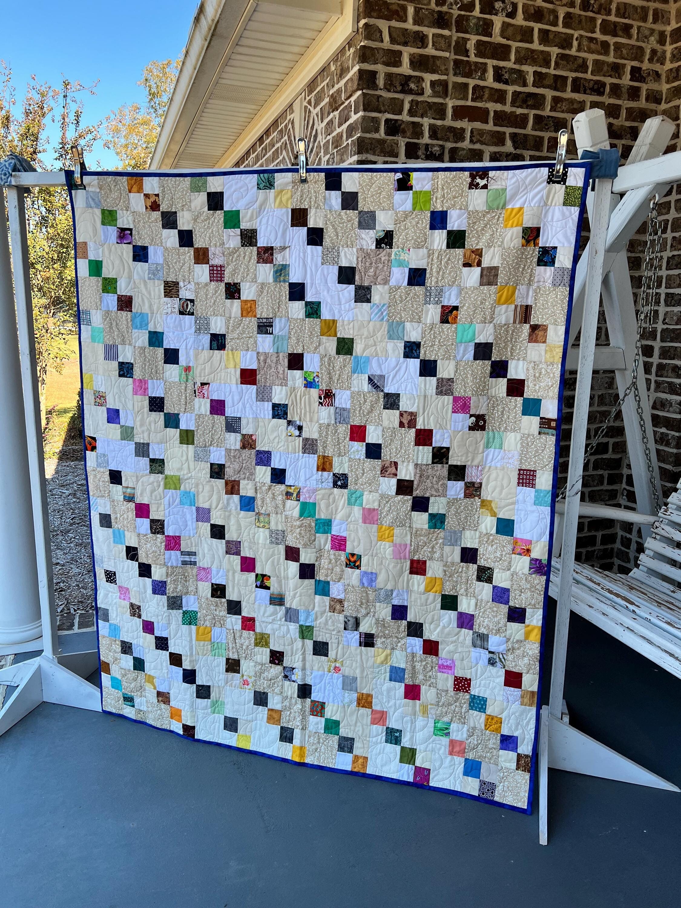 Scrappy Four Patch Throw Quilt - Handmade Patchwork - Etsy