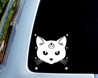 Sailor | Moon | Luna | Moon | Kitty | Space | Cat | Decal | Laptop | Car | Sticker | Phone | Tumbler | Holographic | Reflective | Foil