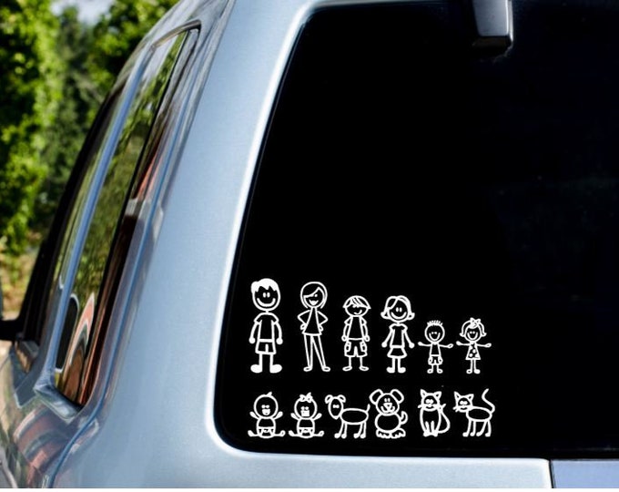 Stick Family Stick Figure Stick People Family Car Van Truck Decal ...
