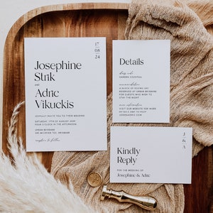 Elegant Minimalist Wedding Invitation Suite Editable Template