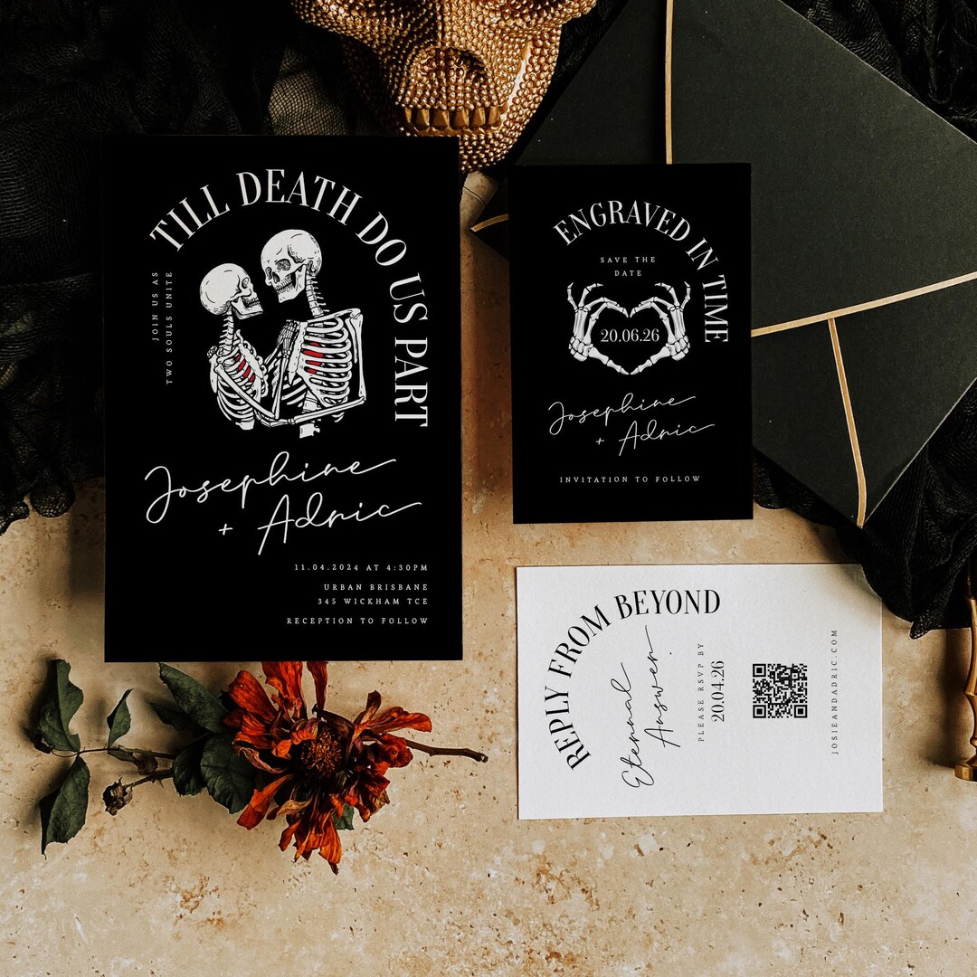 Gothic Skeleton Wedding Invitation Suite | Till Death Do Us Part ...