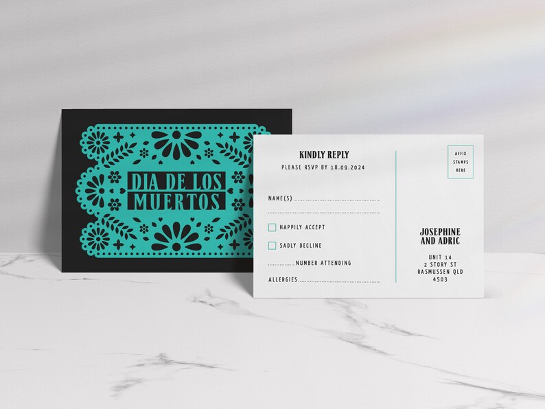 Day of the Dead Wedding Invitation Suite Editable Template image 5