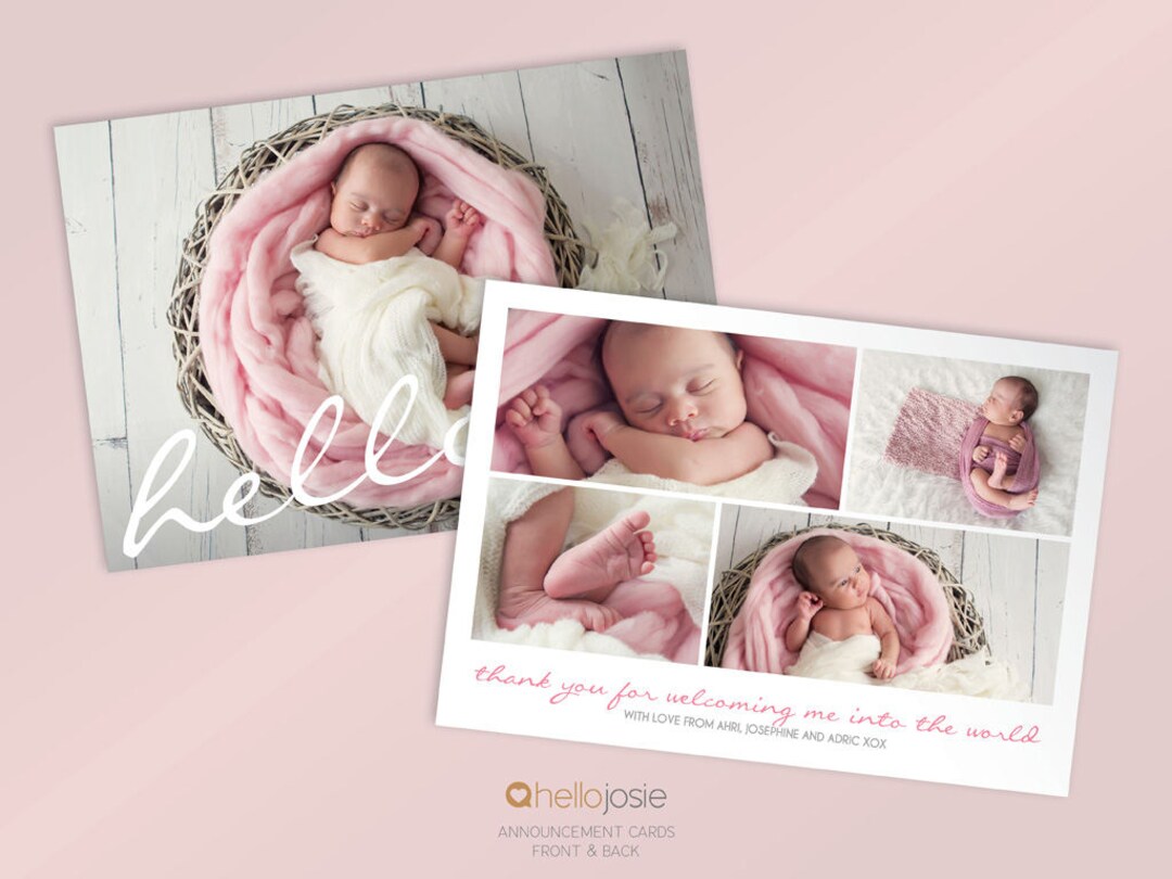 Printable DIY Baby Announcement Thank You Cards Etsy Australia
