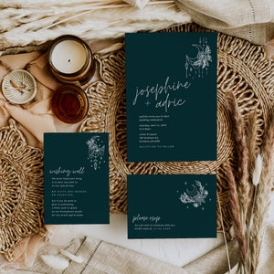 Moon Wedding Invitation Suite Editable Template