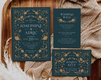 Storybook Wedding Invitation Suite Editable Template