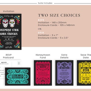 Day of the Dead Wedding Invitation Suite Editable Template image 8