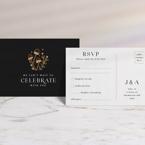 Mushroom Celestial Wedding Invitation Suite