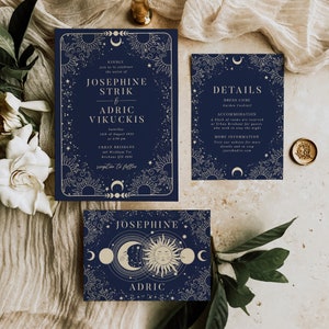 Celestial Wedding Invitation Suite Editable Template