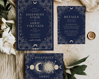 Celestial Wedding Invitation Suite Editable Template