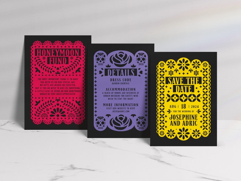 Day of the Dead Wedding Invitation Suite Editable Template image 4