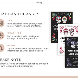 Day of the Dead Wedding Invitation Suite Editable Template image 7