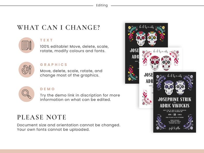 Day of the Dead Wedding Invitation Suite Editable Template image 7