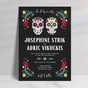 Day of the Dead Wedding Invitation Suite Editable Template image 3