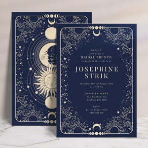 Modèle modifiable d&#39;invitation de douche nuptiale céleste