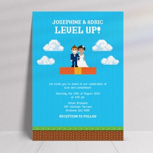 Gamer Retro 8-Bit Wedding Invitation Suite Editable Template image 3