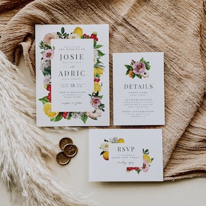 Vintage Obst Hochzeitseinladung Set Bearbeitbare Vorlage