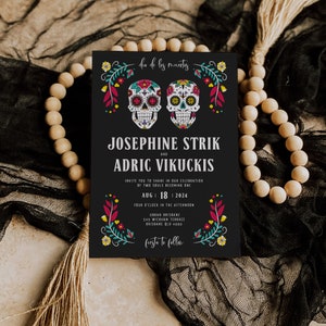 Day of the Dead Wedding Invitation Suite Editable Template image 2