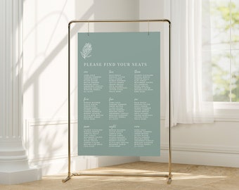 Australian Natives Wedding Seating Chart Editable Template